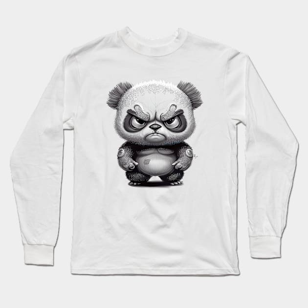 Panda Cute Adorable Humorous Illustration Long Sleeve T-Shirt by Cubebox